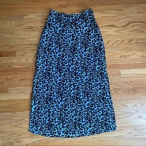 Banana Republic ankle length blue leopard print skirt